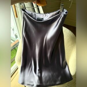 Elegant Satin Pencil Skirt in Silver